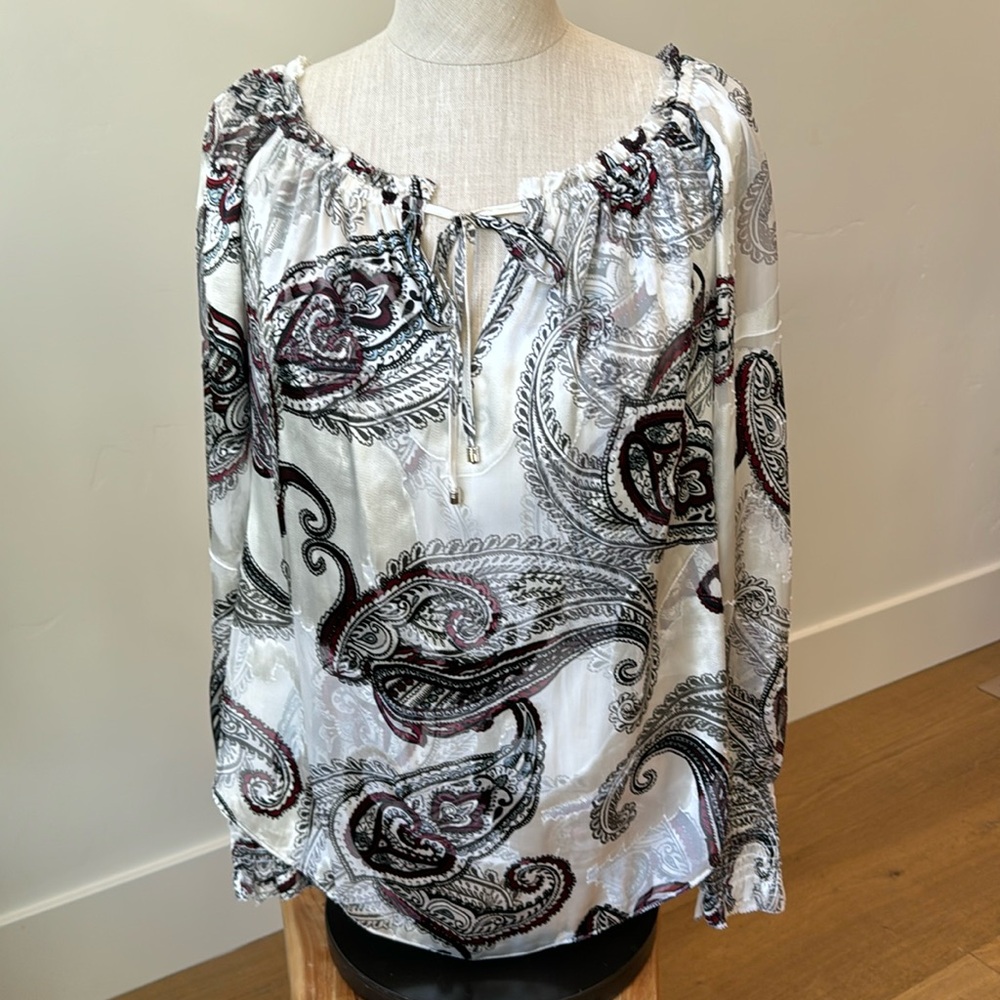 White House Black Market Paisley Burnout Blouse